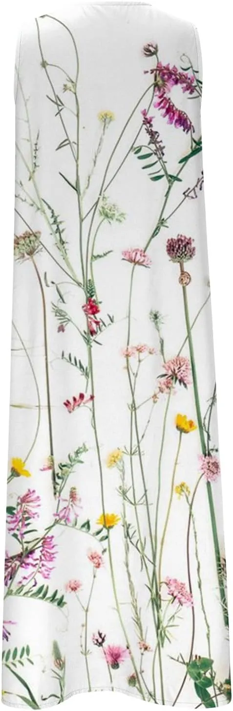 Summer Dresses for Women 2025 Casual Floral Midi Dress Holiday Beach Trendy Sundresses Plus Size Long Maxi Sun Dress