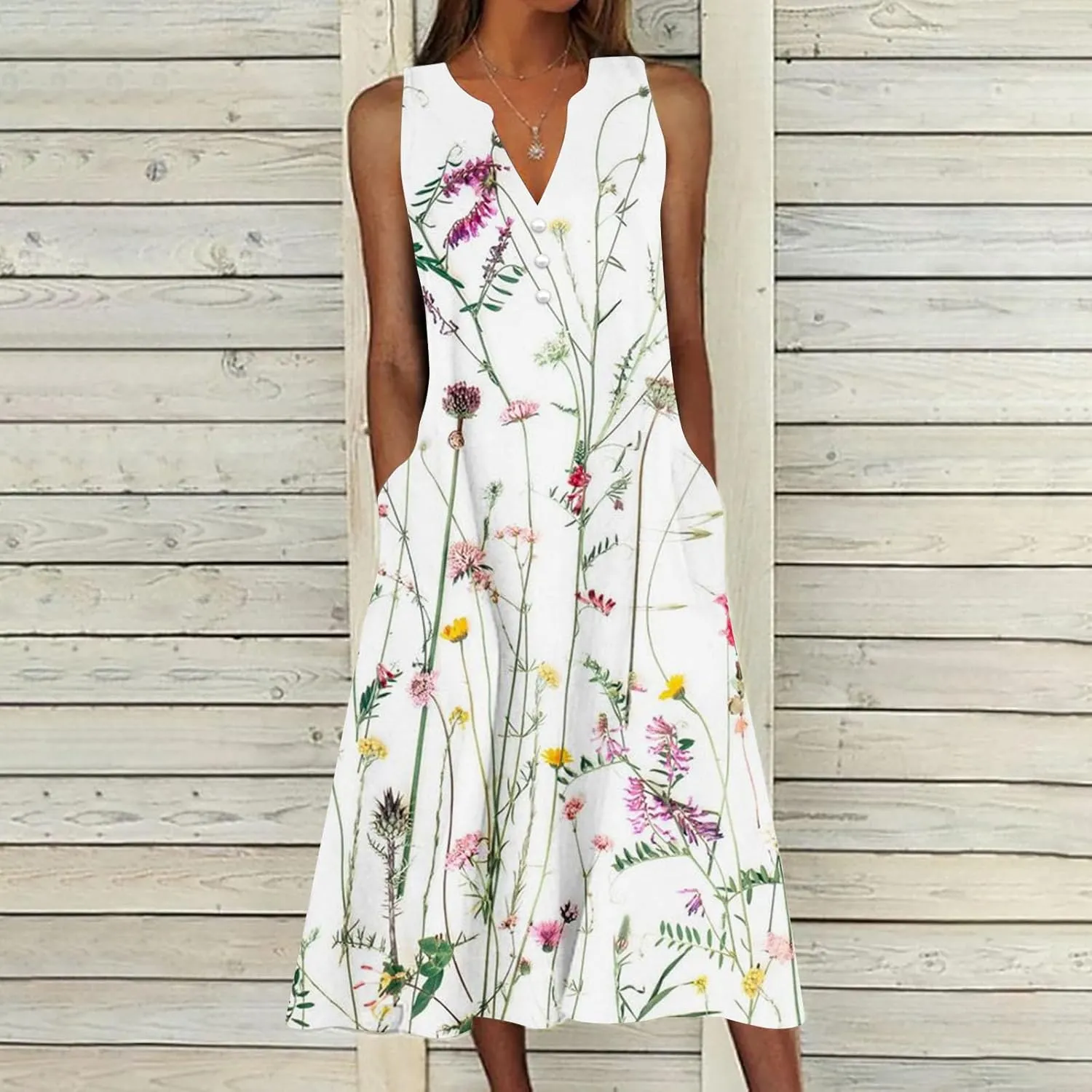 Summer Dresses for Women 2025 Casual Floral Midi Dress Holiday Beach Trendy Sundresses Plus Size Long Maxi Sun Dress