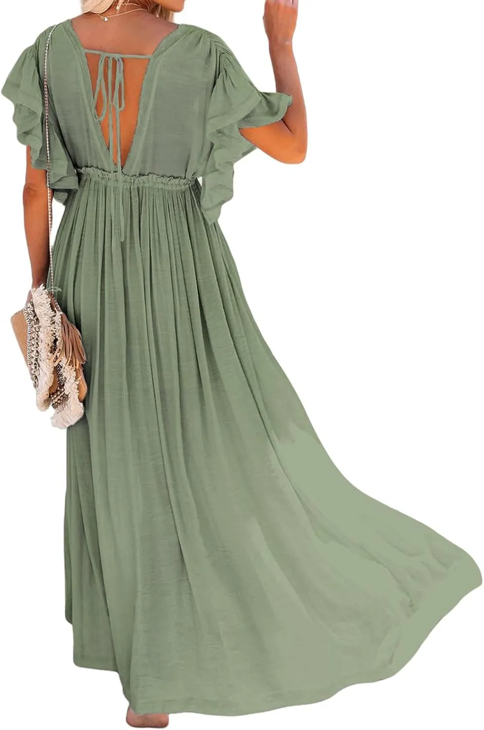 Swimsuit Coverup for Women 2024 Casual Summer Dress Short Sleeve Button Down Maxi Sundress Long Beach Cover Up Dress