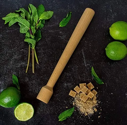 The Art of Craft Wood Cocktail Muddler: 12 inch Hardwood Mojito Drink Muddler Home Bar Tool