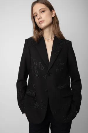 Vanille Strass Blazer Noir