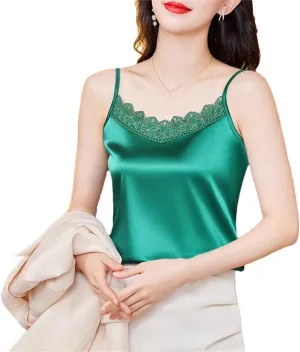 Women Sexy Lace Patchwork Tank Top Summer Sleeveless Camisole Fashion Camis Shirt