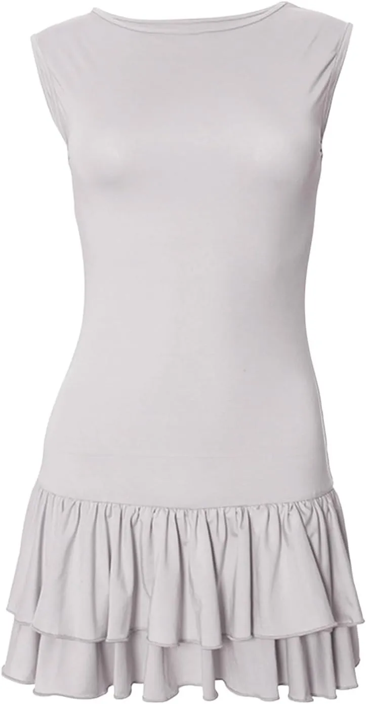Womens Summer Mini Dress Sleeveless Crewneck Short Tank Sundress Flowy Ruffle Tiered Cocktail Party Dresses