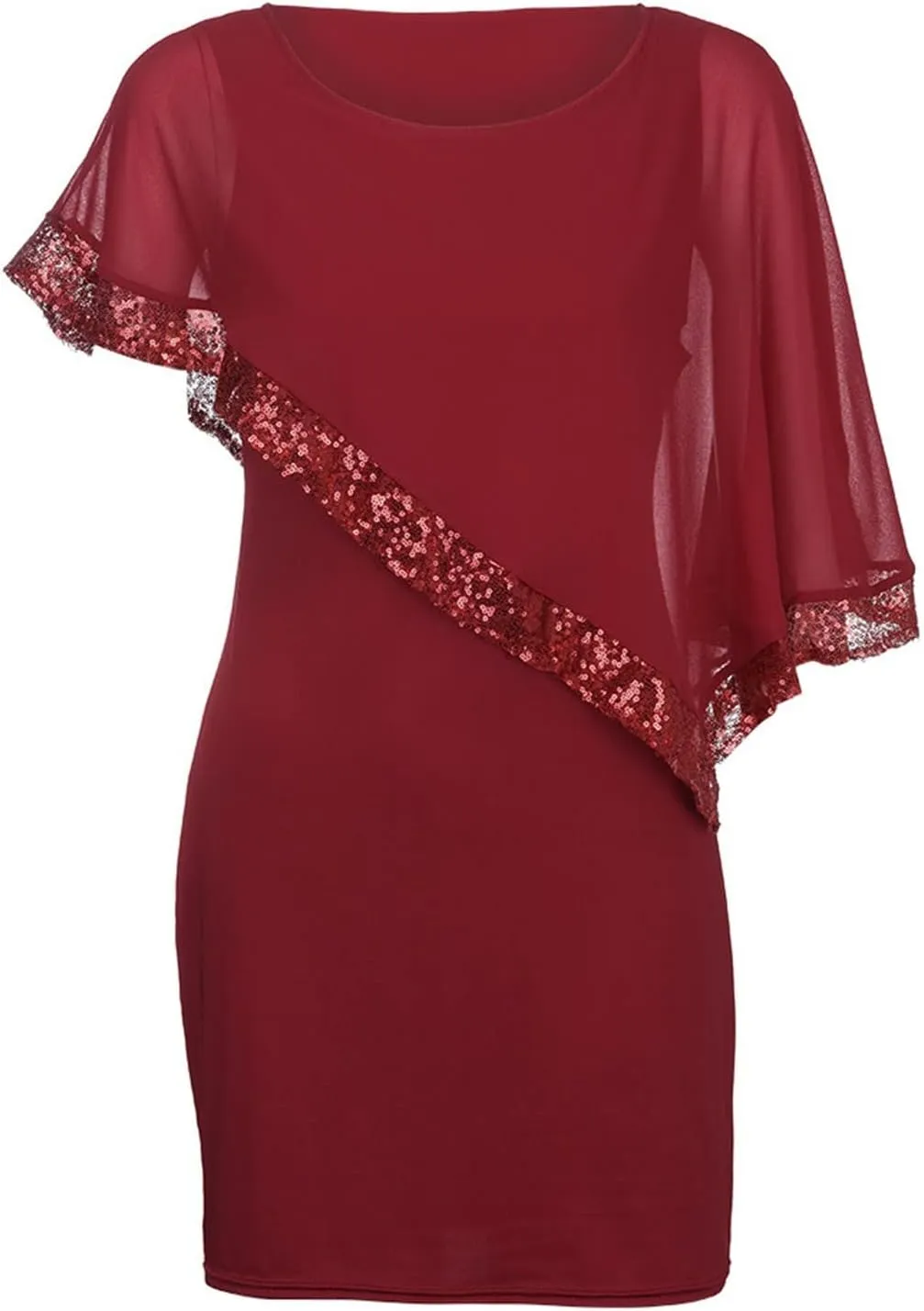 Women's Wedding Guest Dresses Summer Elegant Trendy V-Neck Sequin Solid Lace Prom Party Cocktail Dress, S-5XL