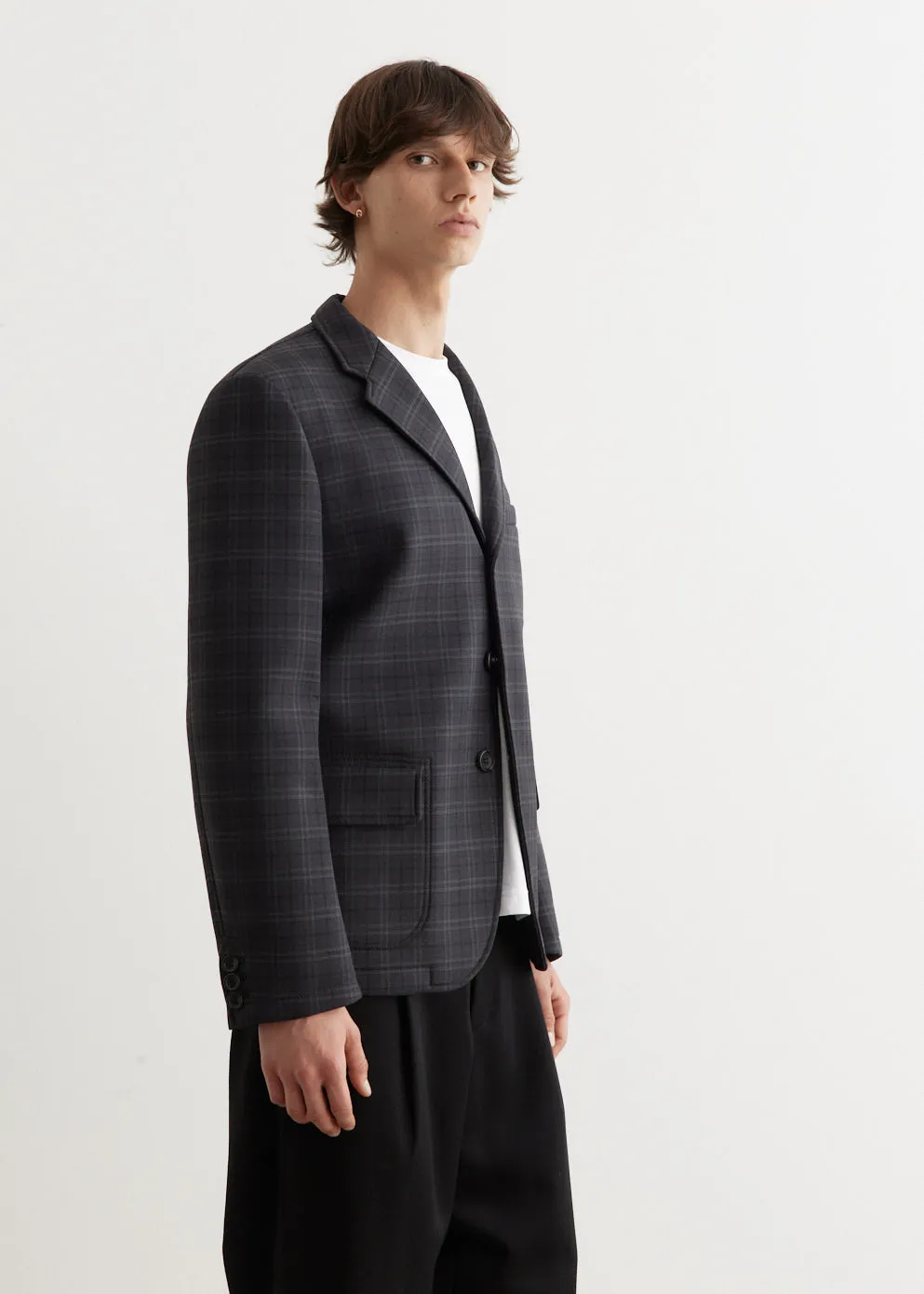 Wool Check Bonded Blazer